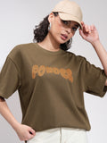 Tokyo Talkies Women Brown Printed Oversized Fit T-Shirt - Brown - Image 1