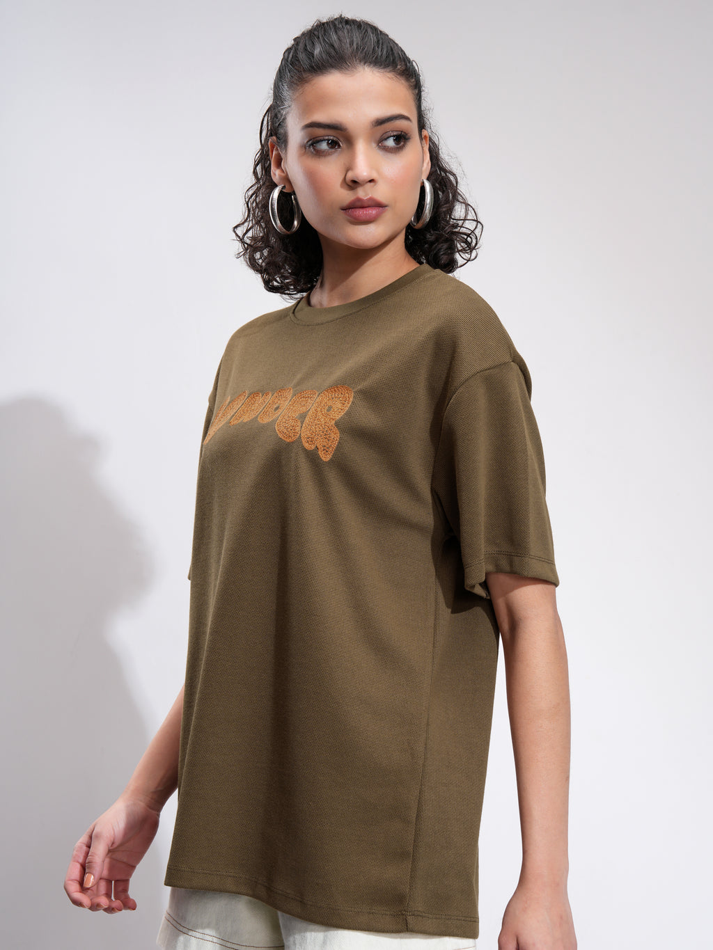 Tokyo Talkies Women Brown Printed Oversized Fit T-Shirt - Brown - Image 4
