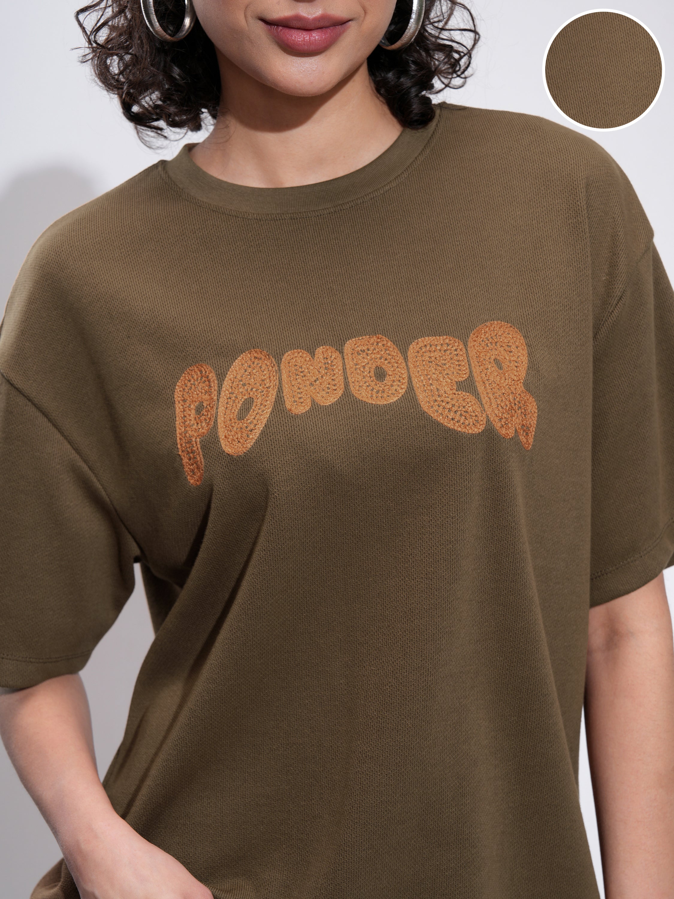 Tokyo Talkies Women Brown Printed Oversized Fit T-Shirt - Brown - Image 5