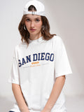 Tokyo Talkies Women White Printed Round Neck Oversized Fit T-Shirt - White - Image 1
