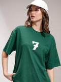 Tokyo Talkies Women Green Printed Round Neck Oversized Fit T-Shirt - Green - Image 1
