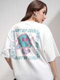 Tokyo Talkies Women White Printed Round Neck Oversized Fit T-Shirt - White - Image 1