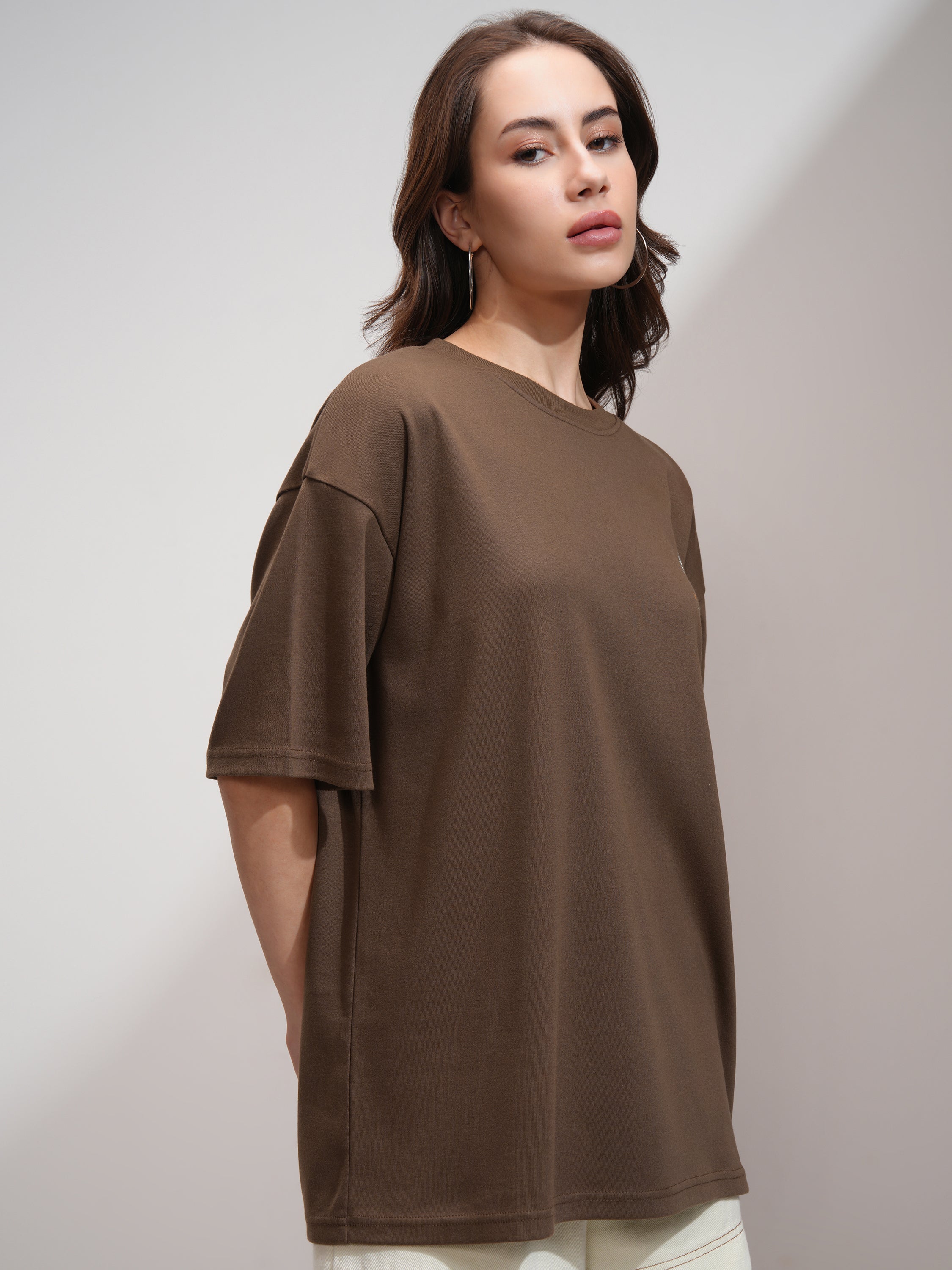 Tokyo Talkies Women Brown Printed Oversized Fit T-Shirt - Brown - Image 6