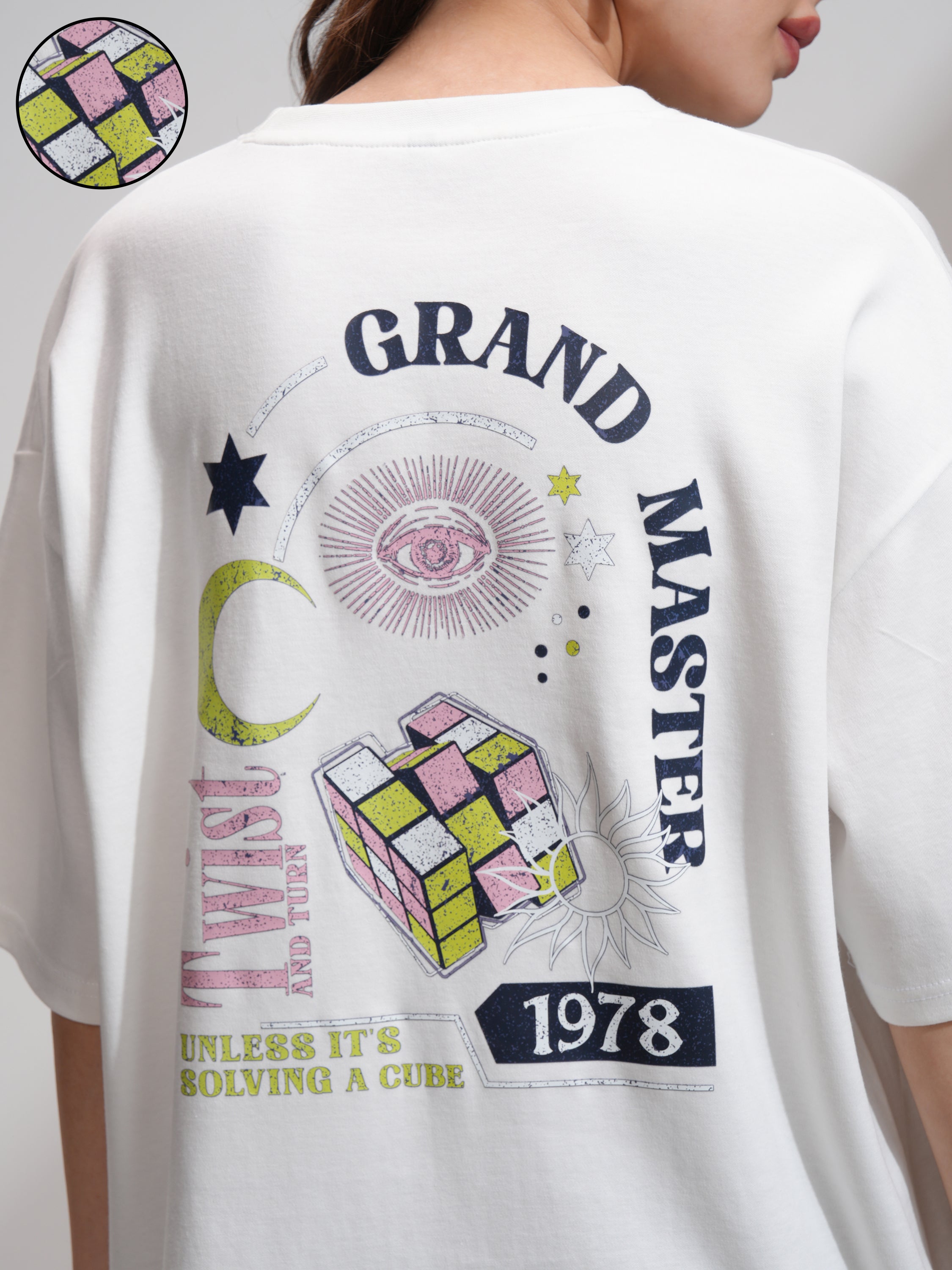 Tokyo Talkies Women White Printed Oversized Fit T-Shirt - White - Image 5