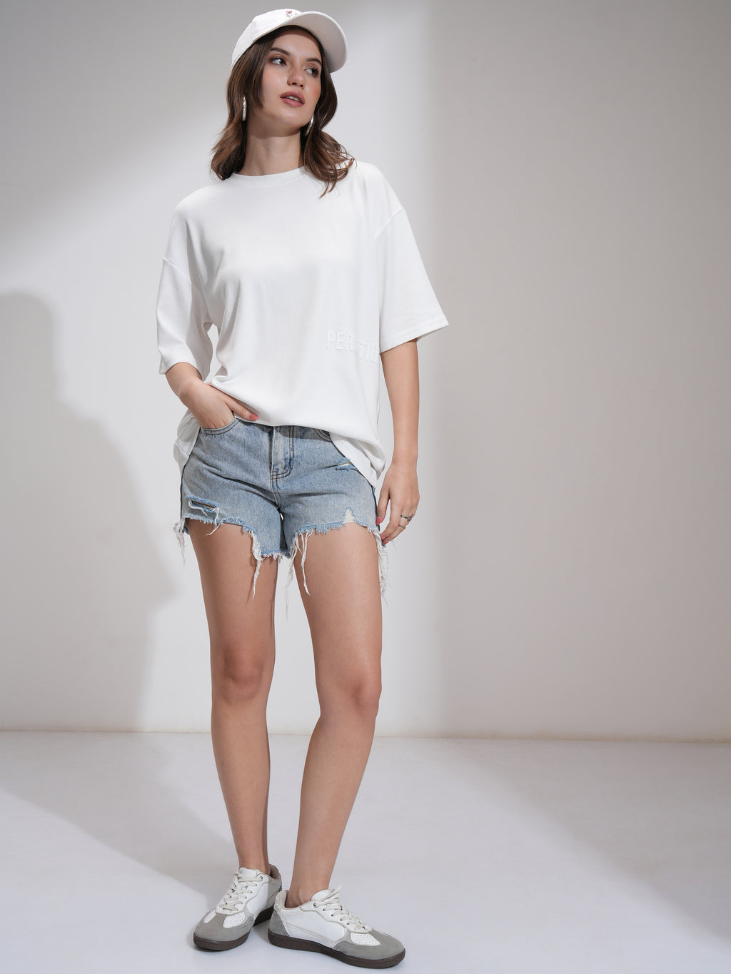 Tokyo Talkies Women White Printed Round Neck Oversized Fit T-Shirt - White - Image 2