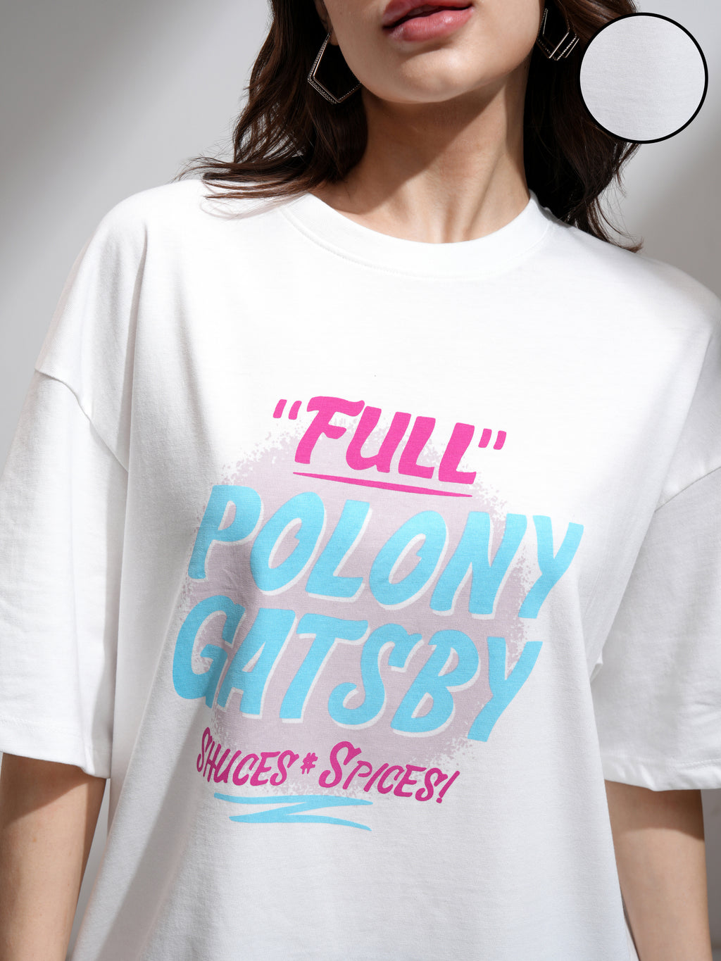 Tokyo Talkies Women White Printed Oversized Fit T-Shirt - White - Image 5