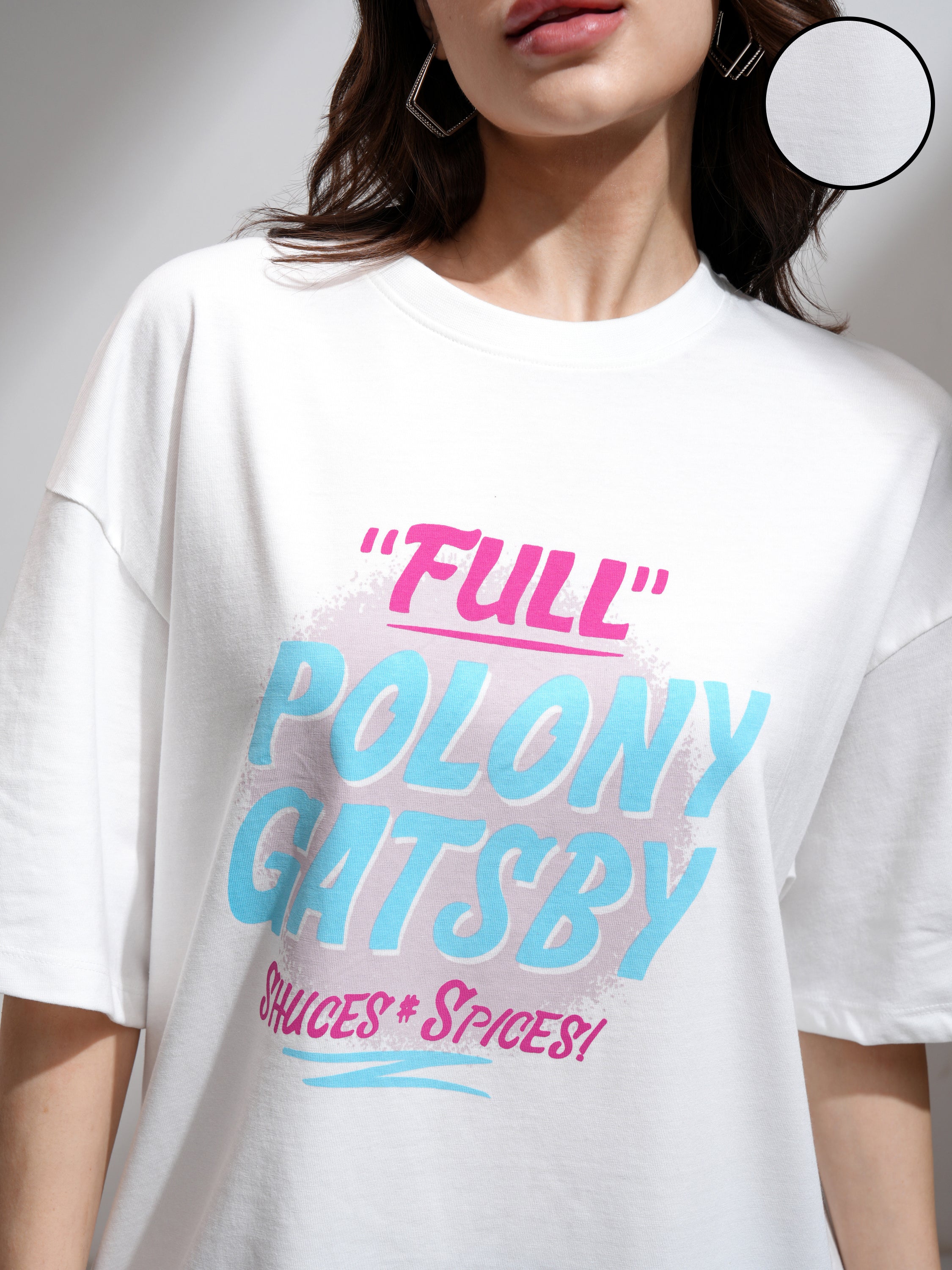 Tokyo Talkies Women White Printed Oversized Fit T-Shirt - White - Image 5