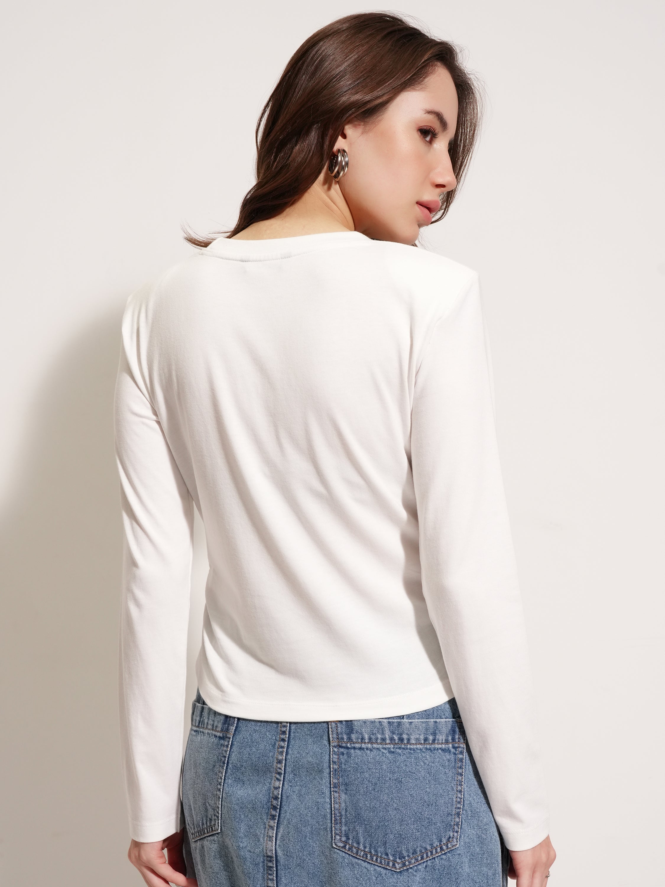 Tokyo Talkies Women White Printed Round Neck Oversized Fit T-Shirt - White - Image 3