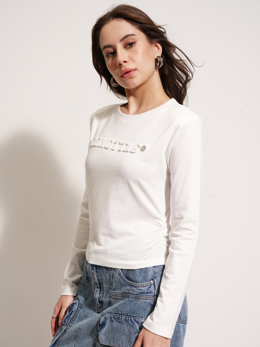Tokyo Talkies Women White Printed Round Neck Oversized Fit T-Shirt - White - Image 4