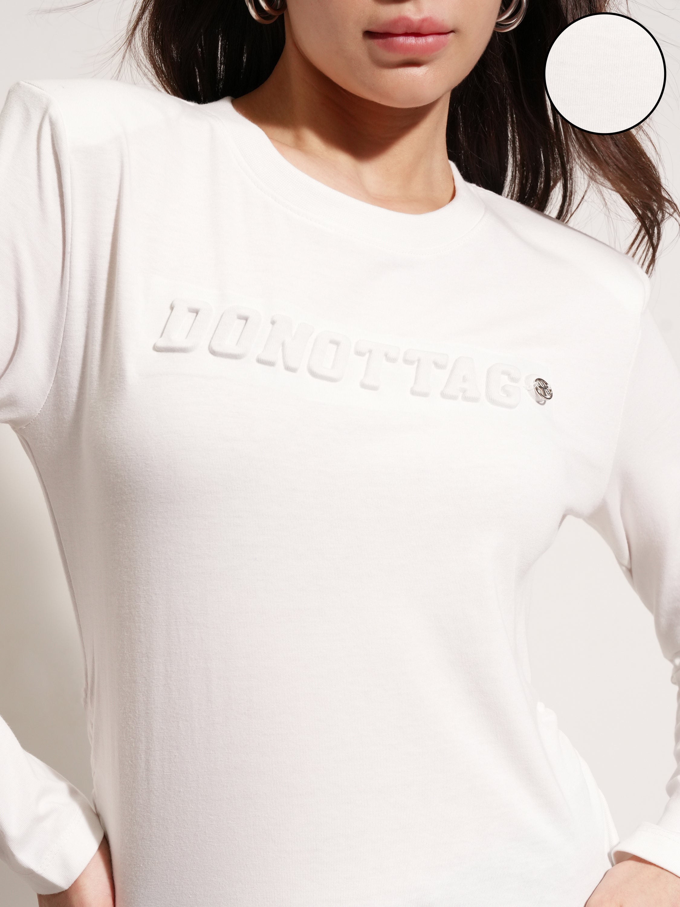 Tokyo Talkies Women White Printed Round Neck Oversized Fit T-Shirt - White - Image 5