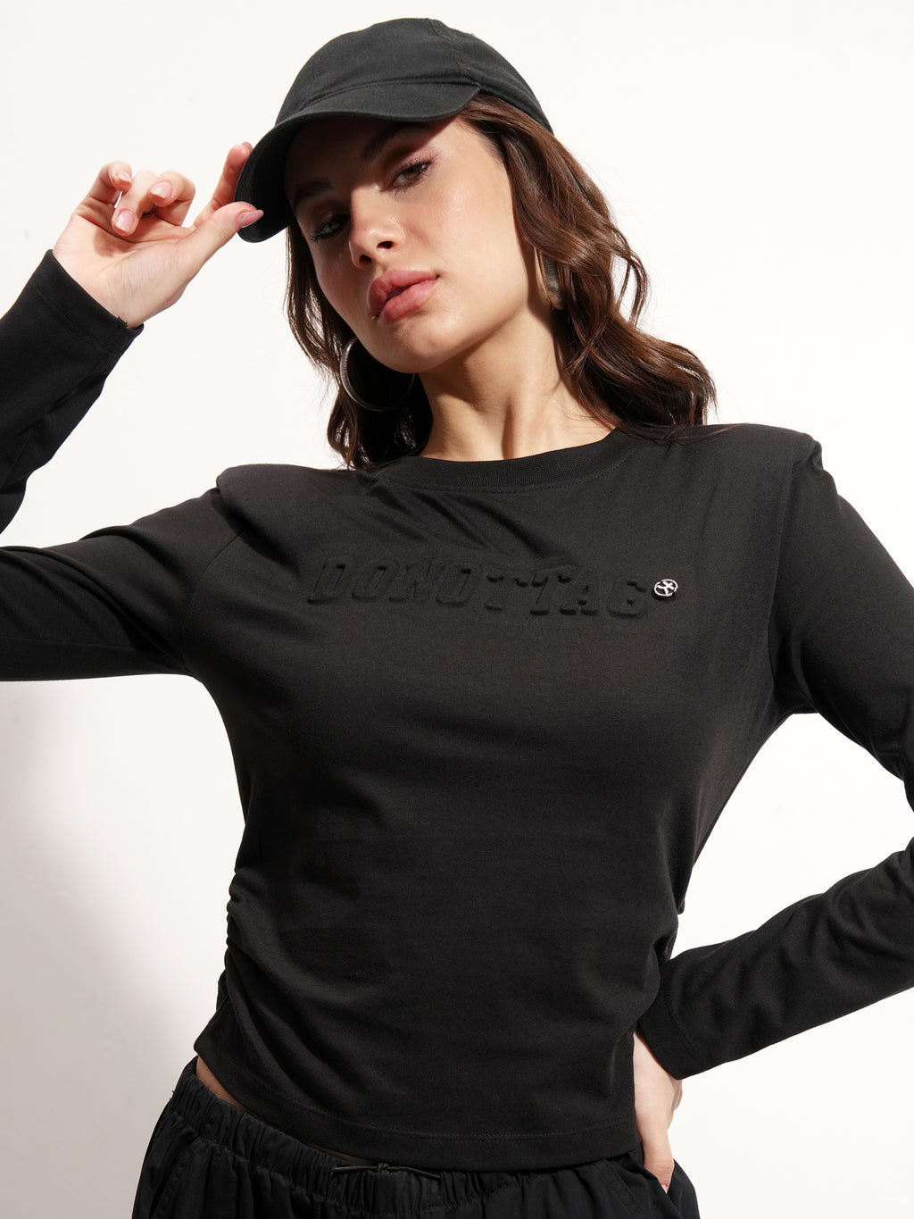 Tokyo Talkies Women Black Printed Round Neck Oversized Fit T-Shirt - Black - Image 1