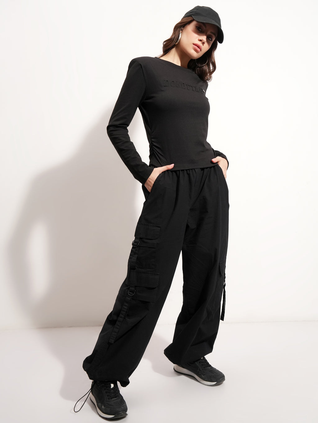 Tokyo Talkies Women Black Printed Round Neck Oversized Fit T-Shirt - Black - Image 2