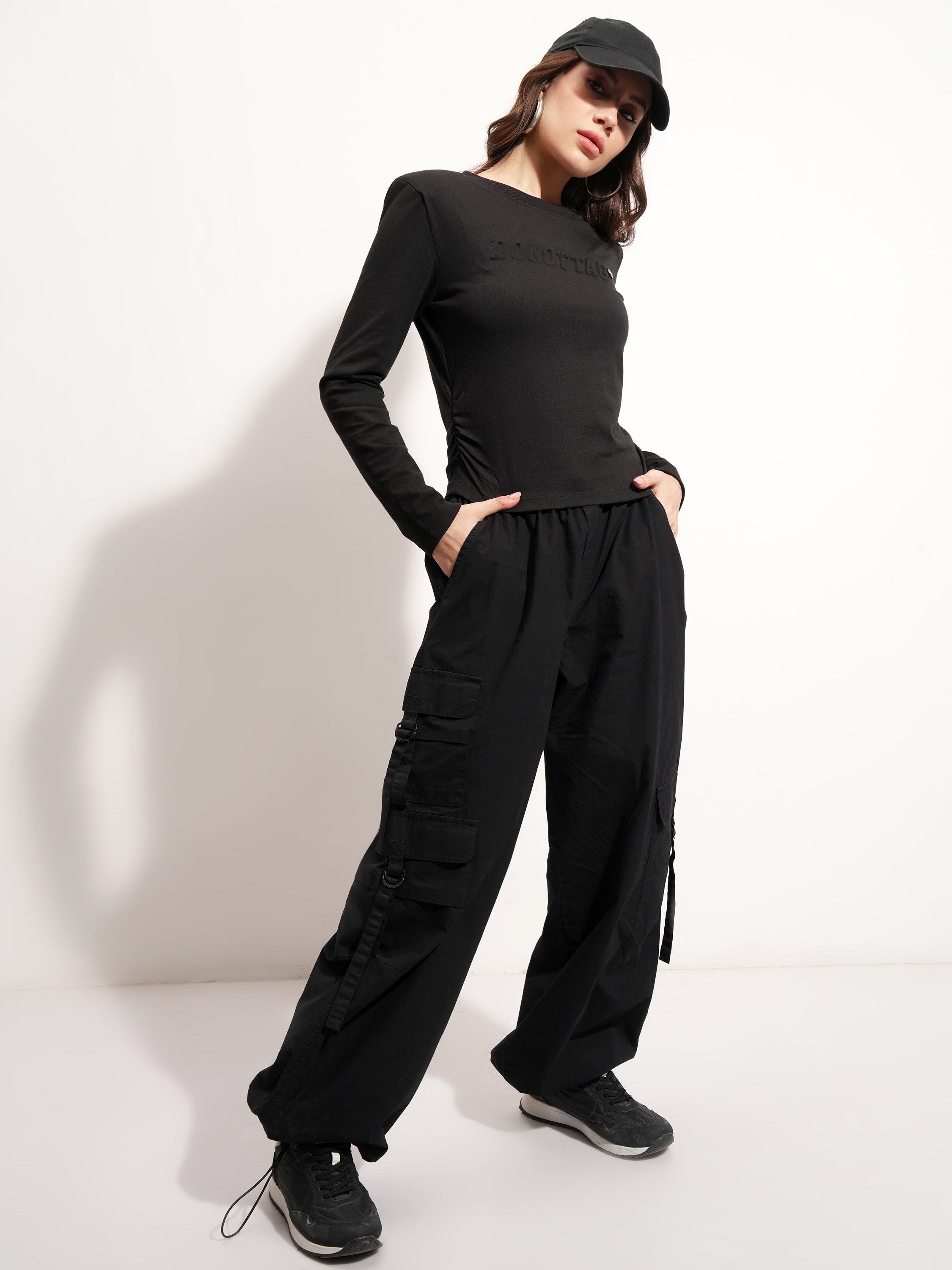 Tokyo Talkies Women Black Printed Round Neck Oversized Fit T-Shirt - Black - Image 2