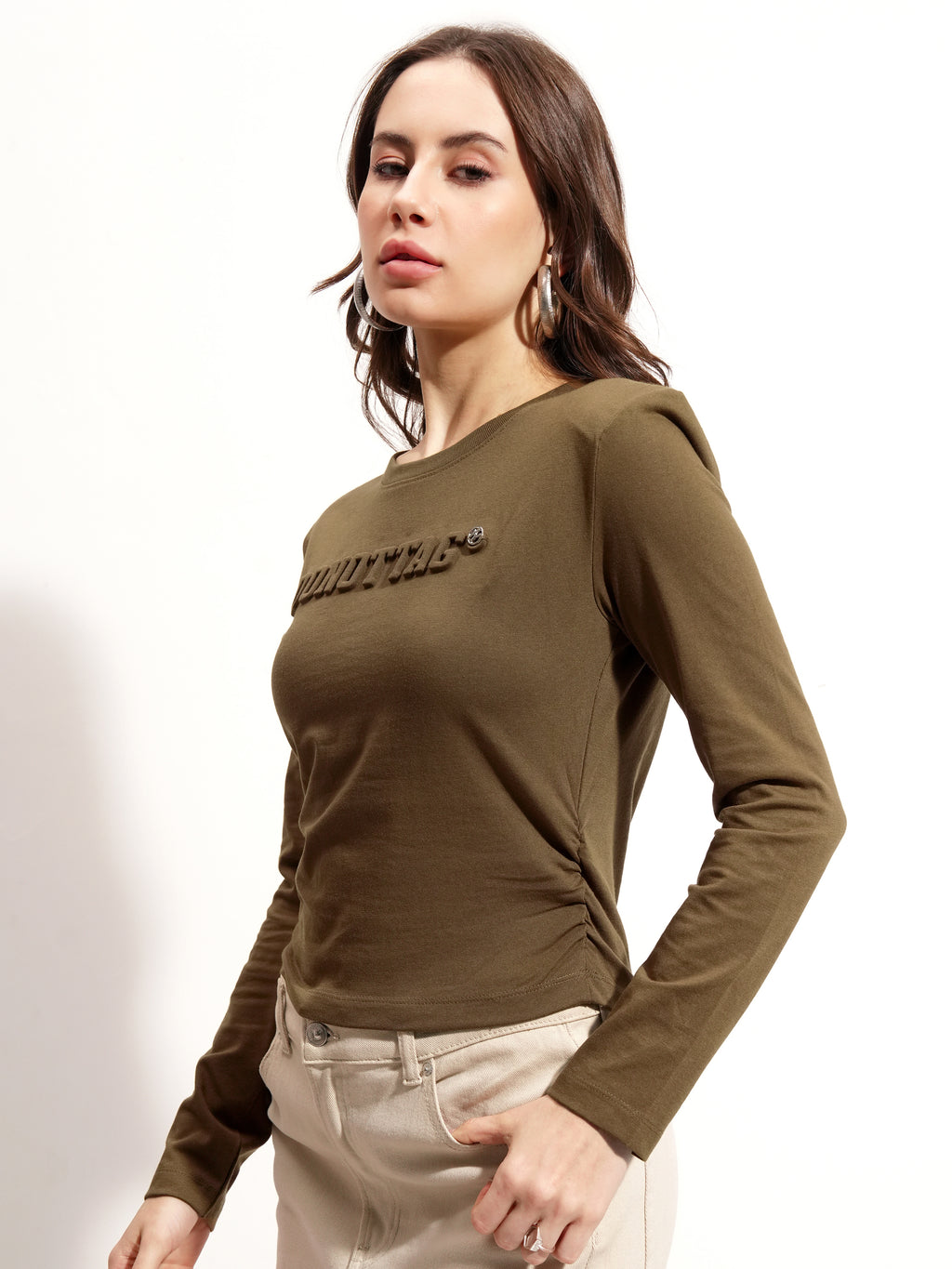 Tokyo Talkies Women Brown Printed Round Neck Oversized Fit T-Shirt - Brown - Image 4