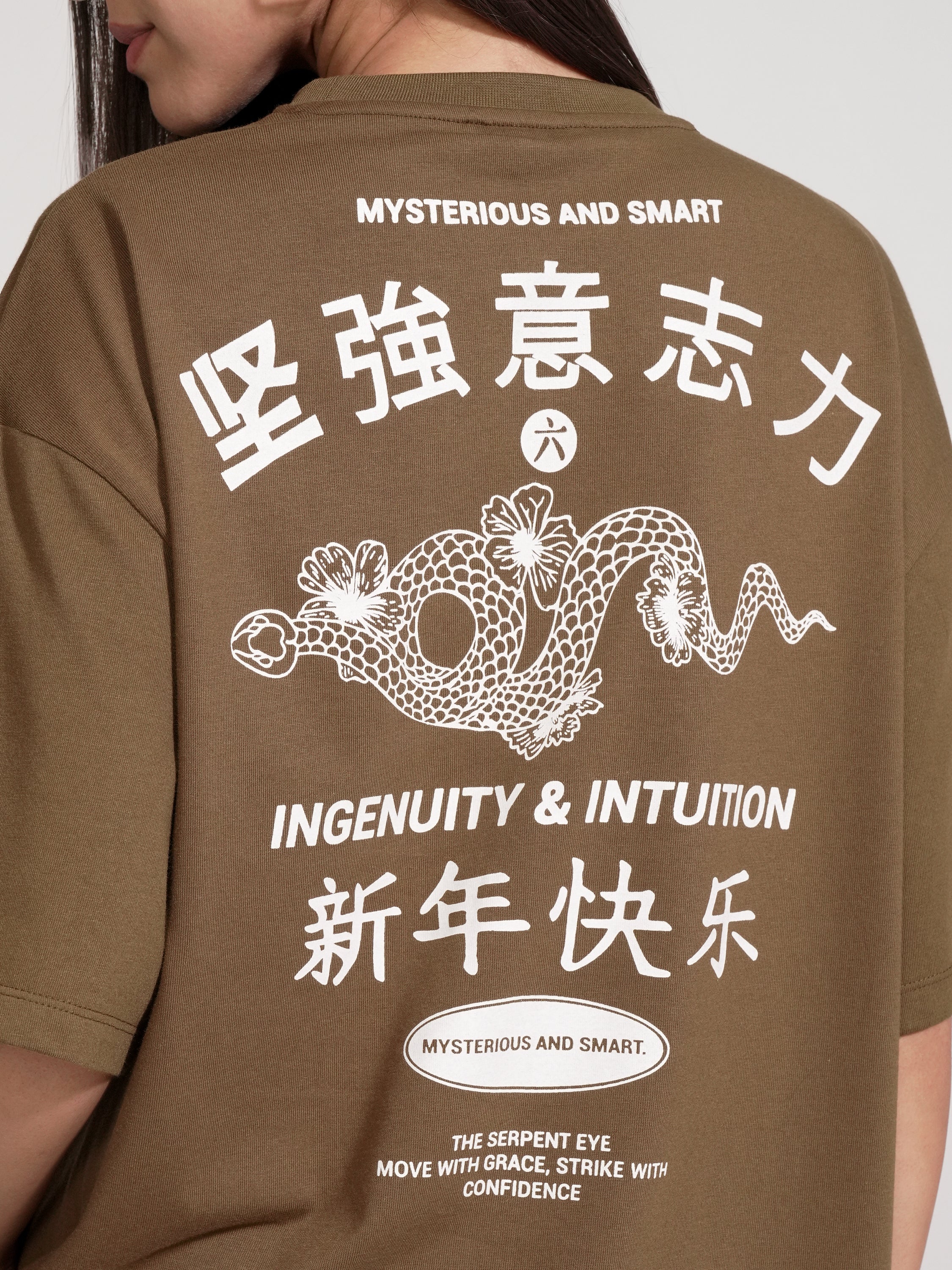 Tokyo Talkies Women Brown Printed Round Neck Oversized Fit T-Shirt - Brown - Image 5