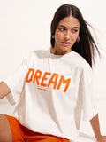 Tokyo Talkies Women White Printed Round Neck Oversized Fit T-Shirt - White - Image 1