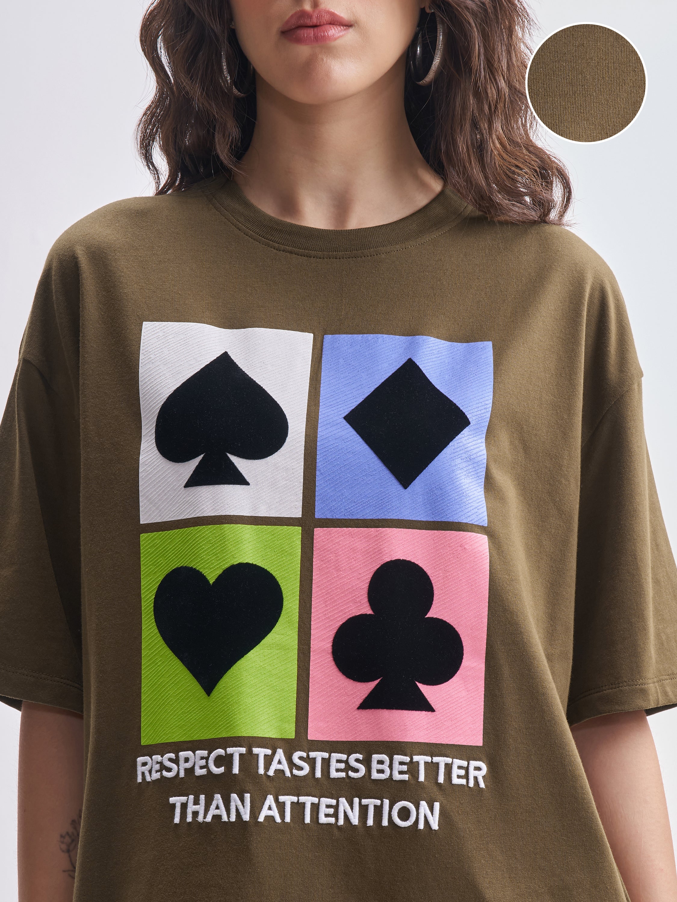 Tokyo Talkies Women Brown Printed Round Neck Oversized Fit T-Shirt - Brown - Image 5