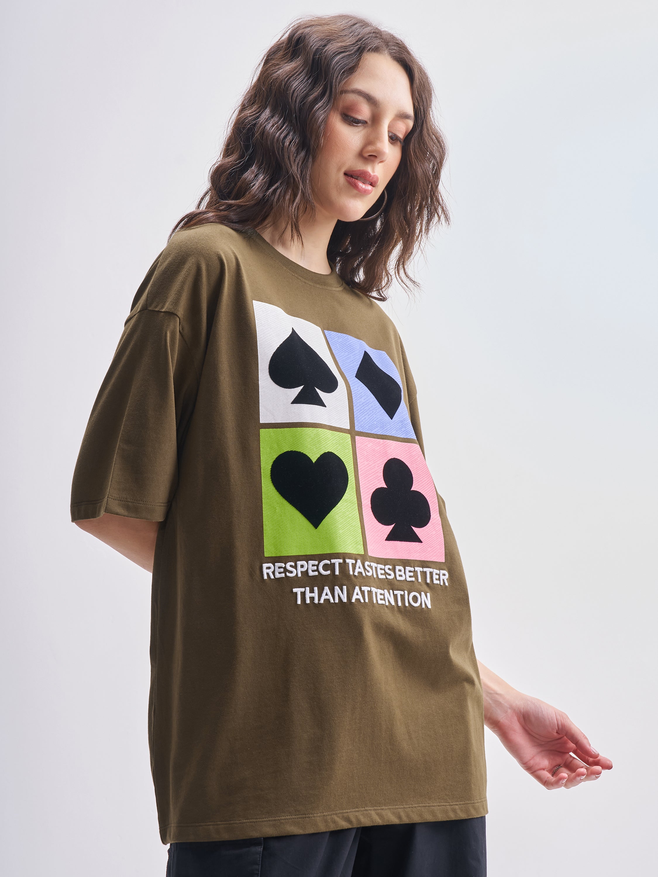 Tokyo Talkies Women Brown Printed Round Neck Oversized Fit T-Shirt - Brown - Image 6