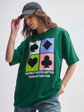 Tokyo Talkies Women Green Printed Round Neck Oversized Fit T-Shirt - Green - Image 1