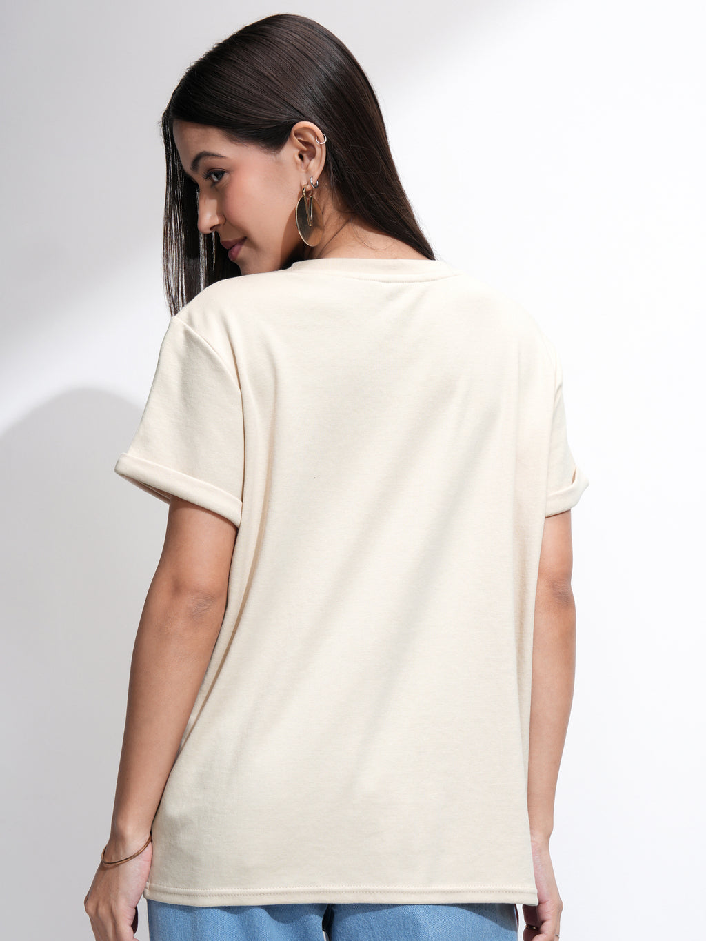 Tokyo Talkies Women Beige Printed Round Neck T-Shirt - Beige - Image 3