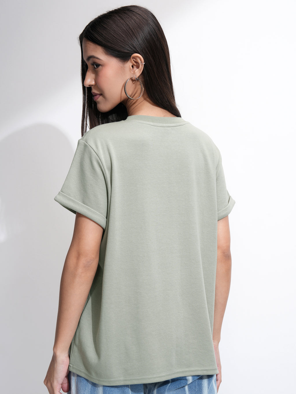 Tokyo Talkies Women Olive Printed Round Neck T-Shirt - Olive - Image 3