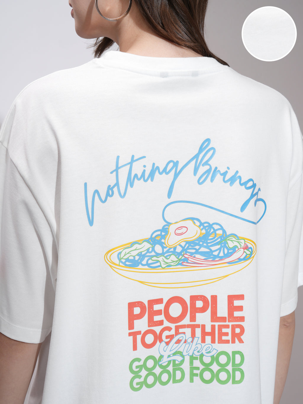 Tokyo Talkies Women White Printed Round Neck Oversized Fit T-Shirt - White - Image 5