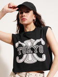 Tokyo Talkies Women Black Printed Round Neck T-Shirt - Black - Image 1