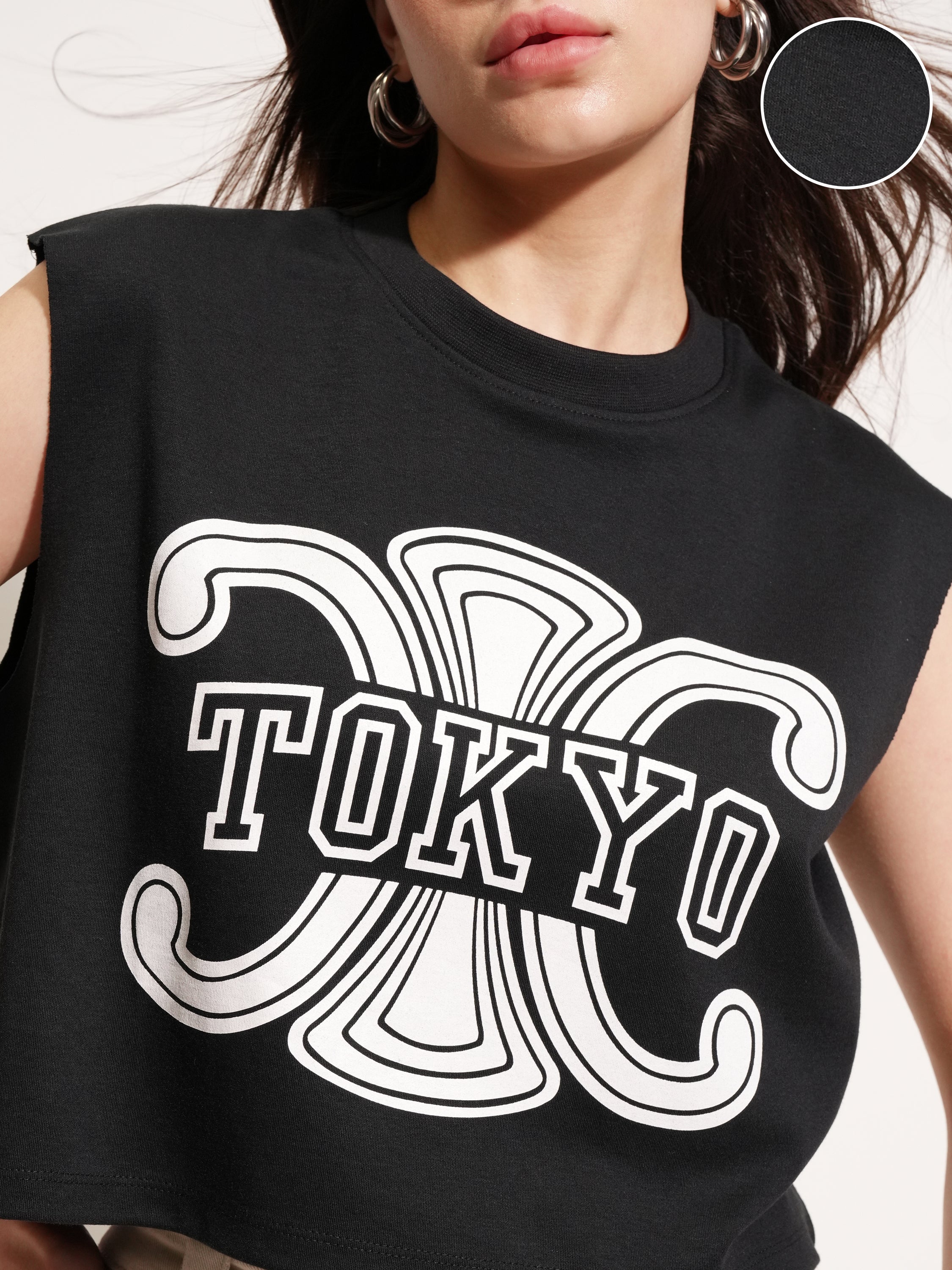Tokyo Talkies Women Black Printed Round Neck T-Shirt - Black - Image 5