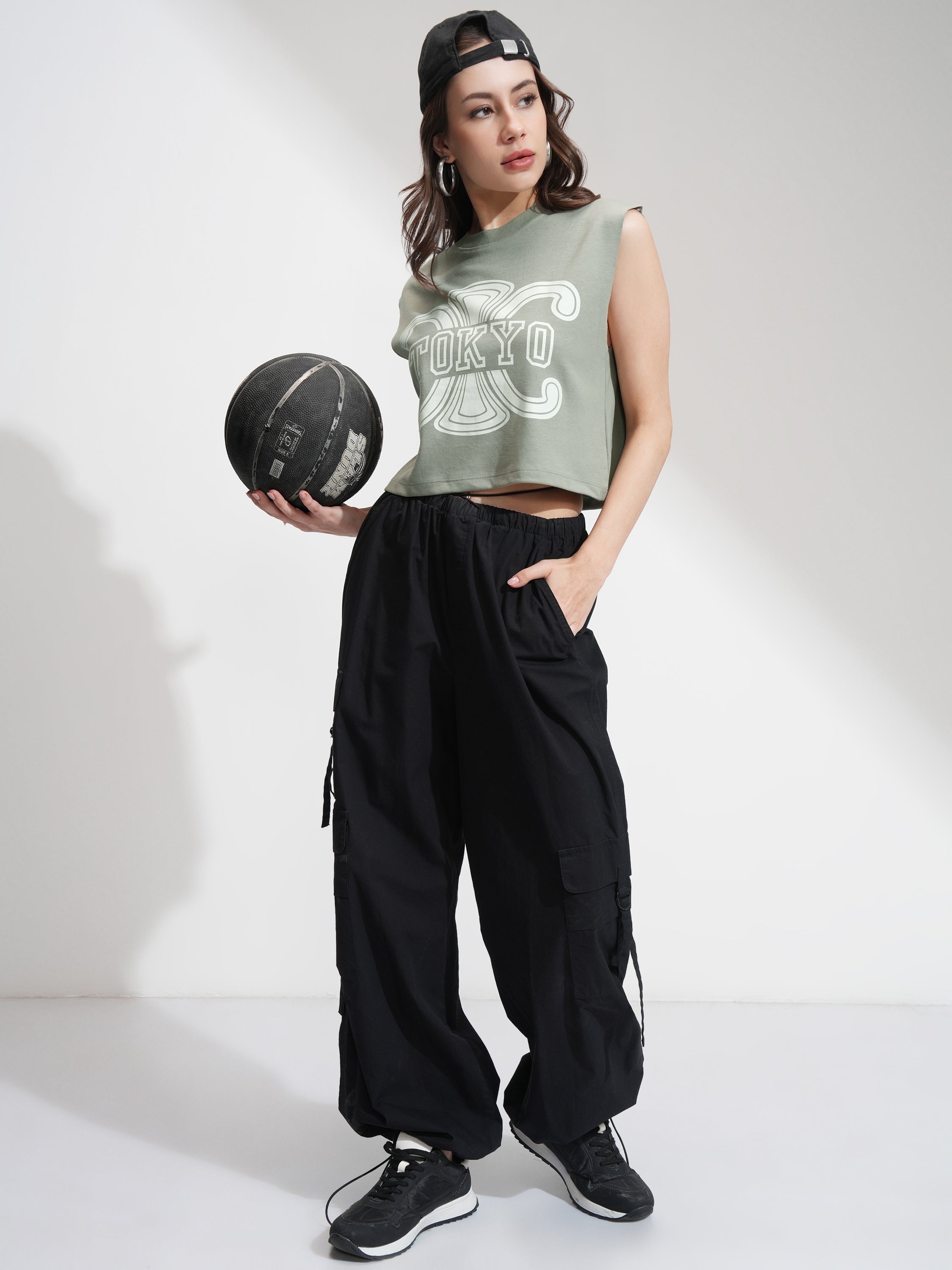 Tokyo Talkies Women Olive Printed Round Neck T-Shirt - Olive - Image 2