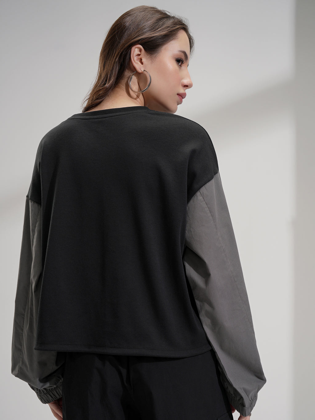 Tokyo Talkies Women Black Printed Round Neck Oversized Fit T-Shirt - Black - Image 3
