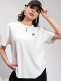 Tokyo Talkies Women White Printed Round Neck Oversized Fit T-Shirt - White - Image 1