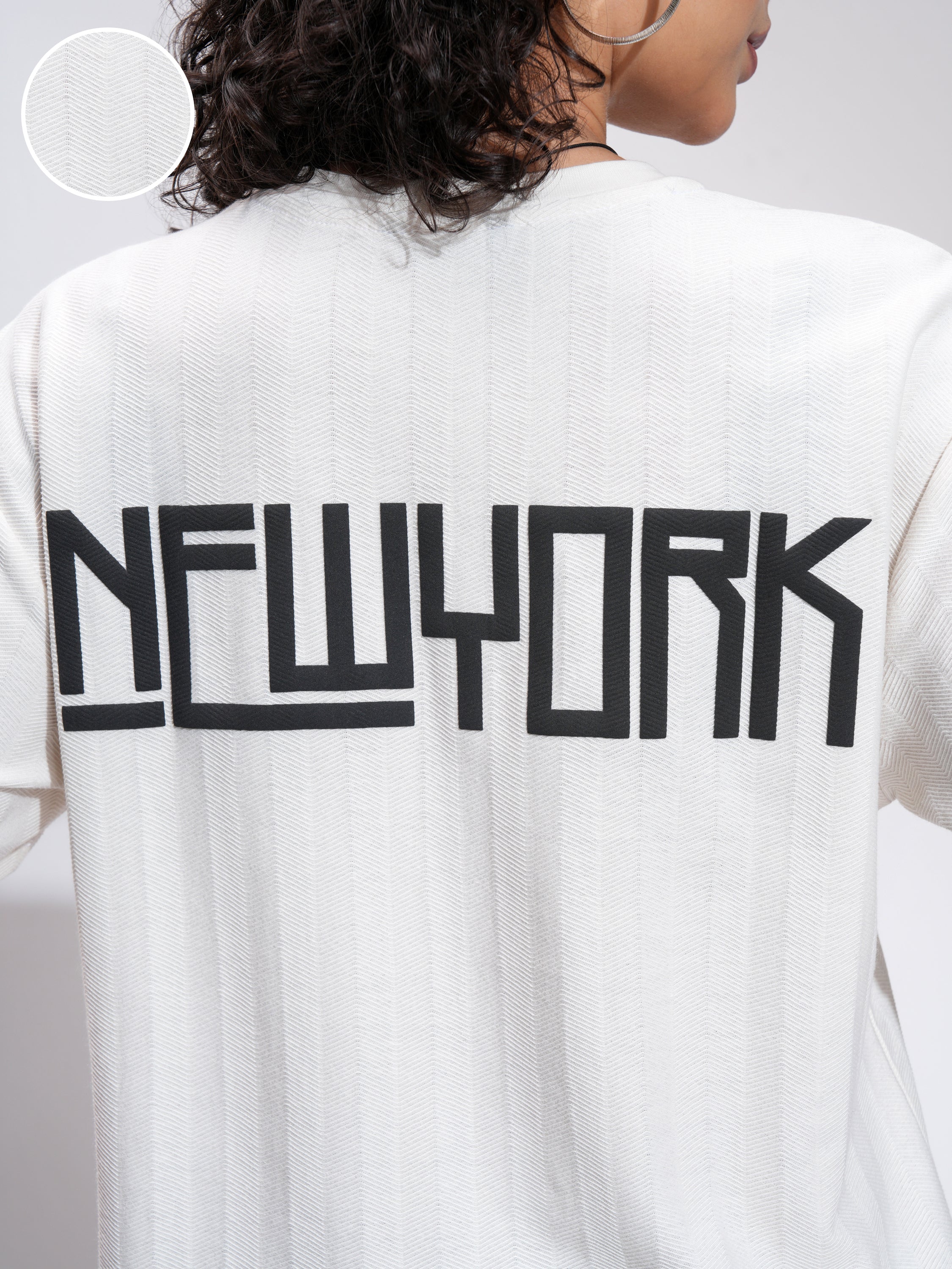 Tokyo Talkies Women White Printed Round Neck Oversized Fit T-Shirt - White - Image 5