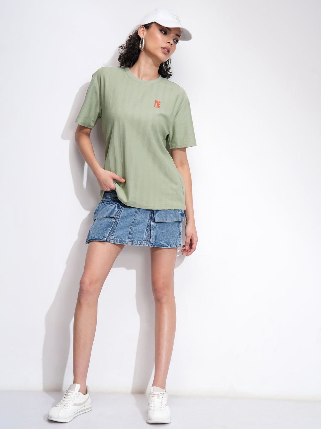 Tokyo Talkies Women Green Printed Round Neck Oversized Fit T-Shirt - Green - Image 2