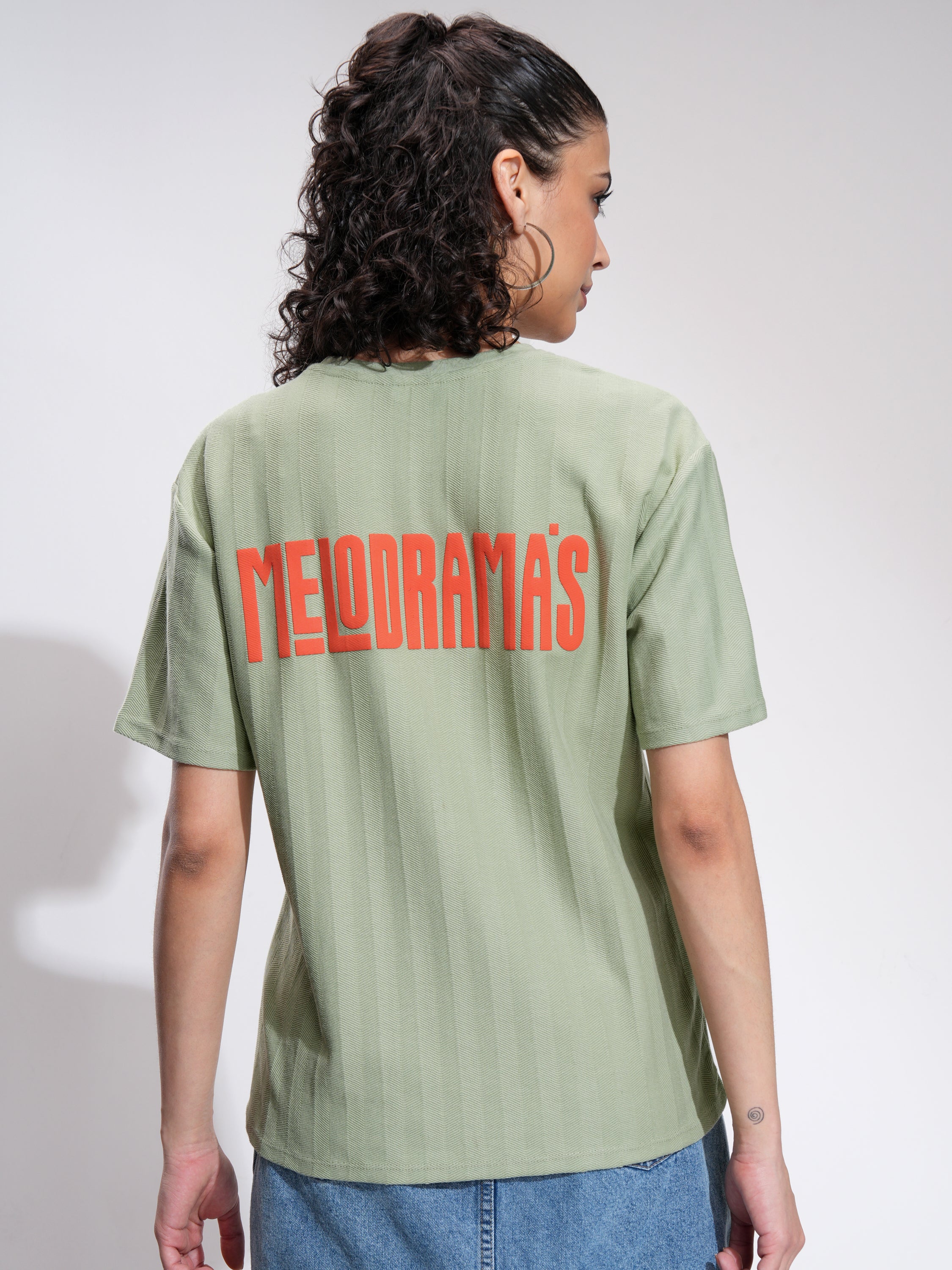 Tokyo Talkies Women Green Printed Round Neck Oversized Fit T-Shirt - Green - Image 3