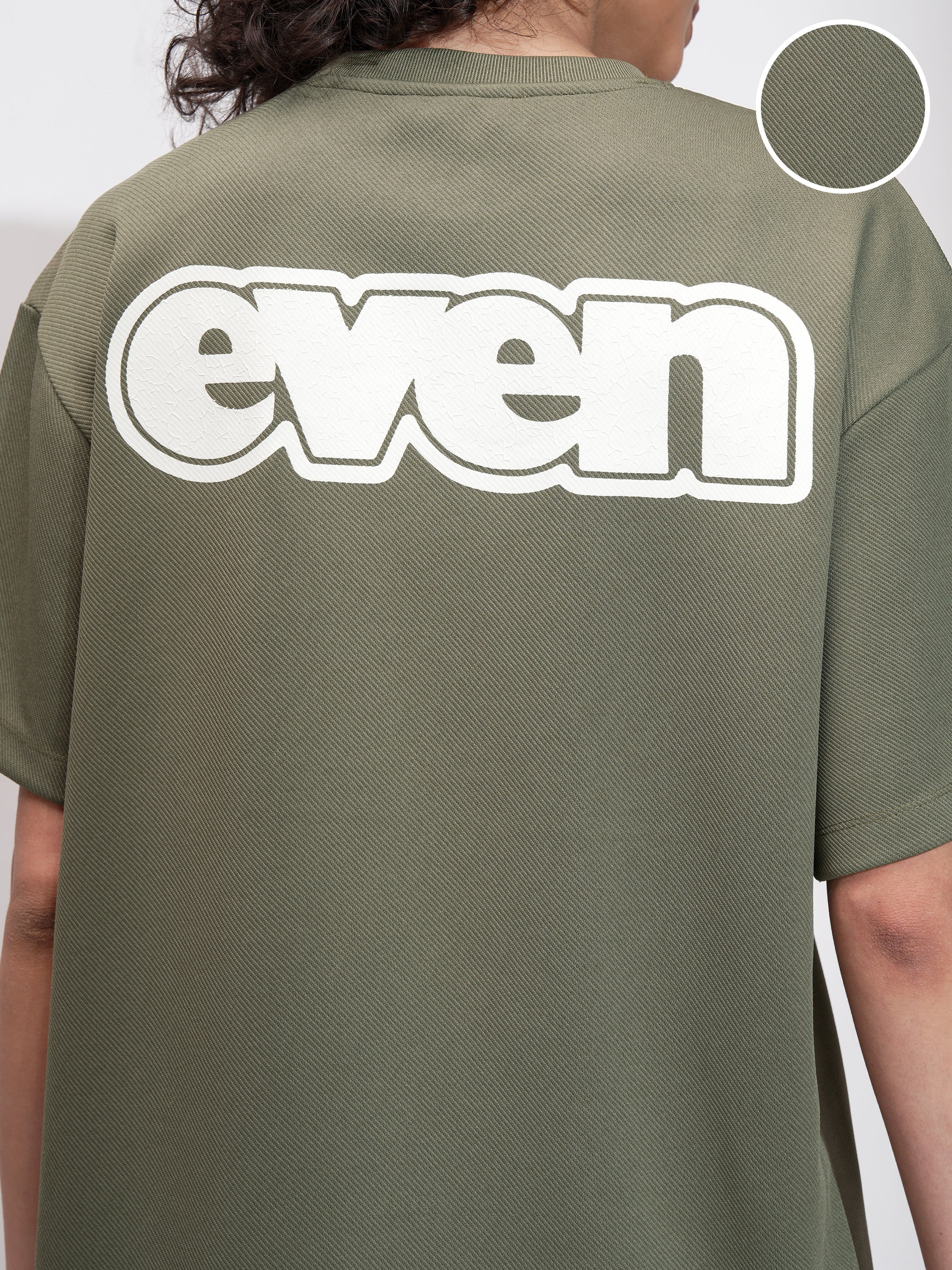 Tokyo Talkies Women Olive Self Design Oversized Fit T-Shirt - Olive - Image 5
