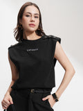Tokyo Talkies Women Black Printed Round Neck T-Shirt - Black - Image 1
