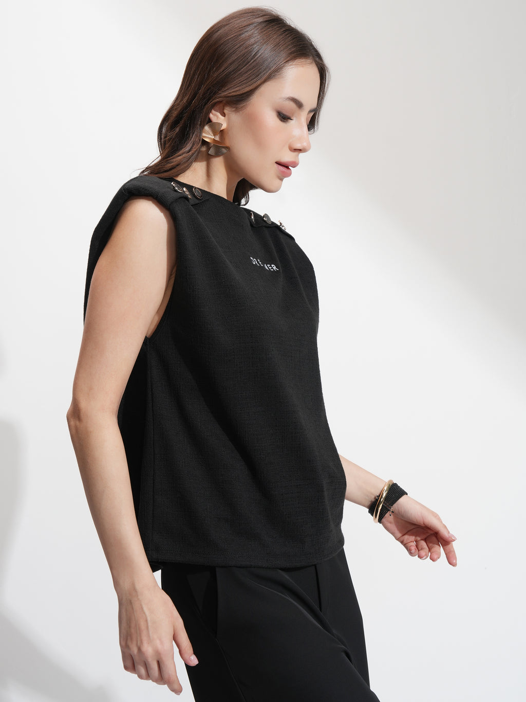 Tokyo Talkies Women Black Printed Round Neck T-Shirt - Black - Image 6
