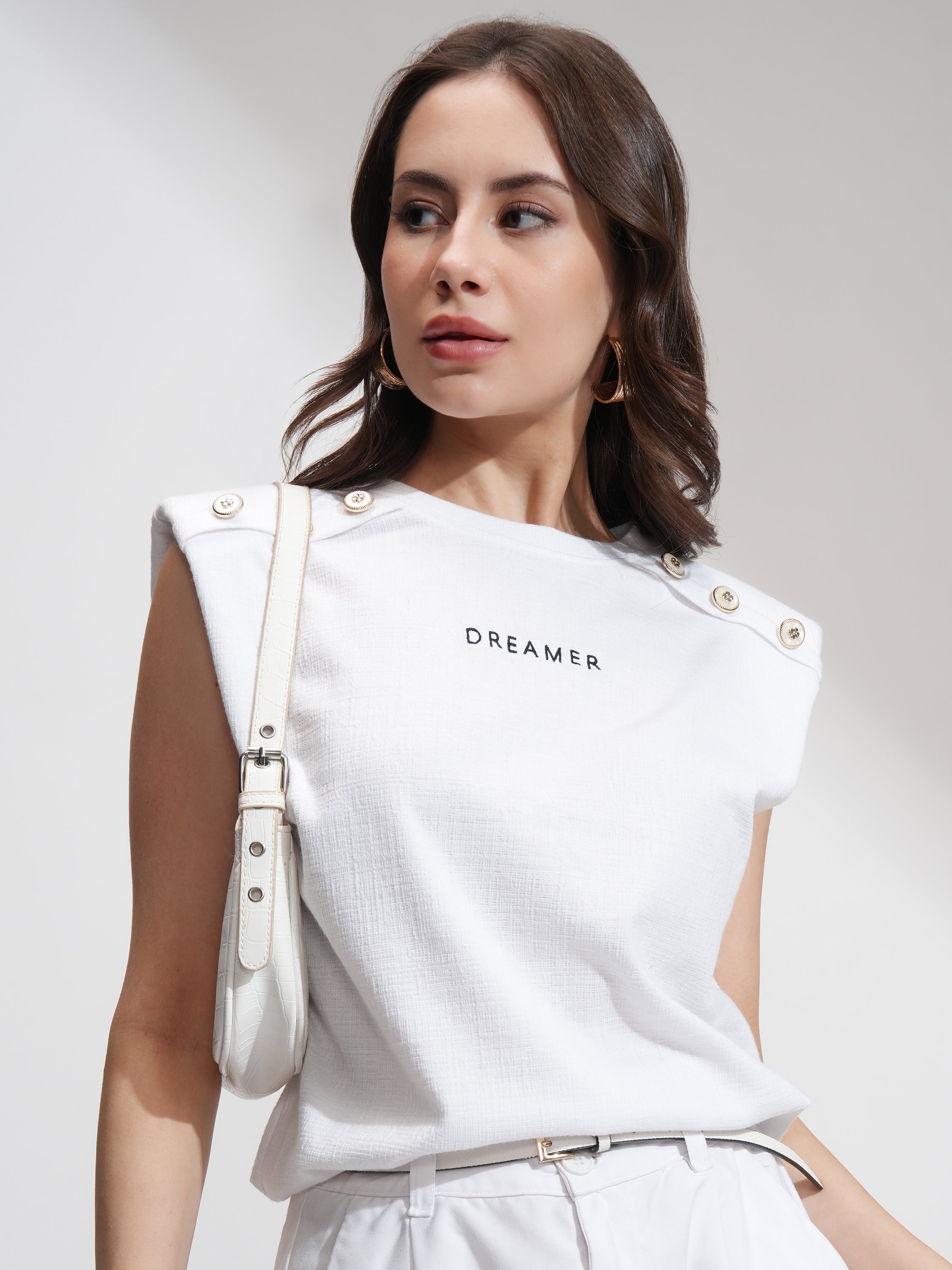 Tokyo Talkies Women White Printed Round Neck T-Shirt - White - Image 1