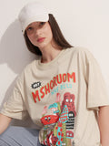 Tokyo Talkies Women Beige Printed Round Neck Oversized Fit T-Shirt - Beige - Image 1