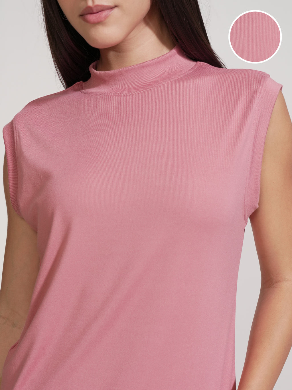 Tokyo Talkies Women Pink Solid High Neck T-Shirt - Pink - Image 5