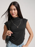 Tokyo Talkies Women Black Solid Round Neck T-Shirt - Black - Image 1