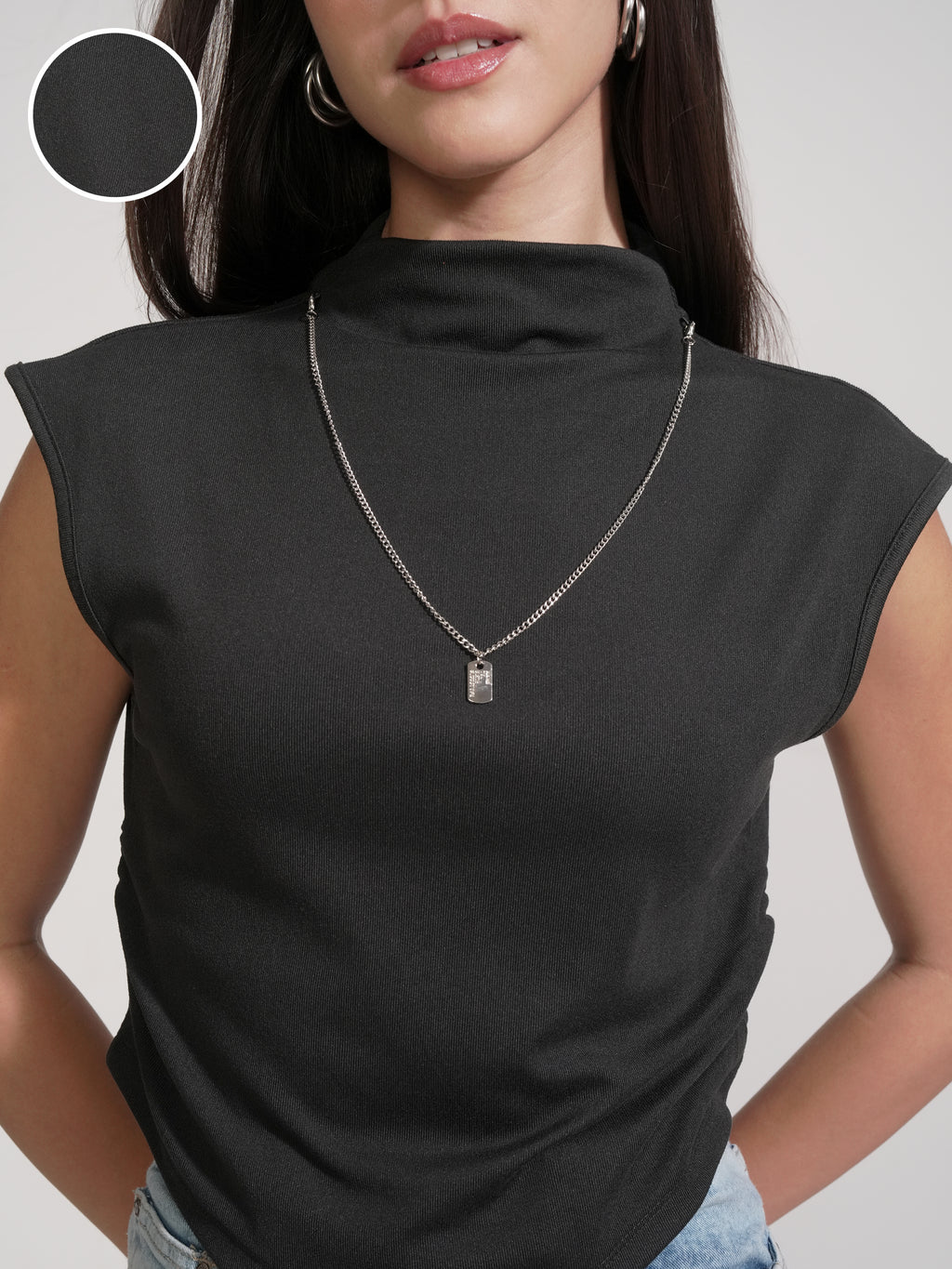Tokyo Talkies Women Black Solid Round Neck T-Shirt - Black - Image 5