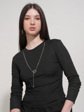 Tokyo Talkies Women Black Solid Round Neck T-Shirt - Black - Image 1
