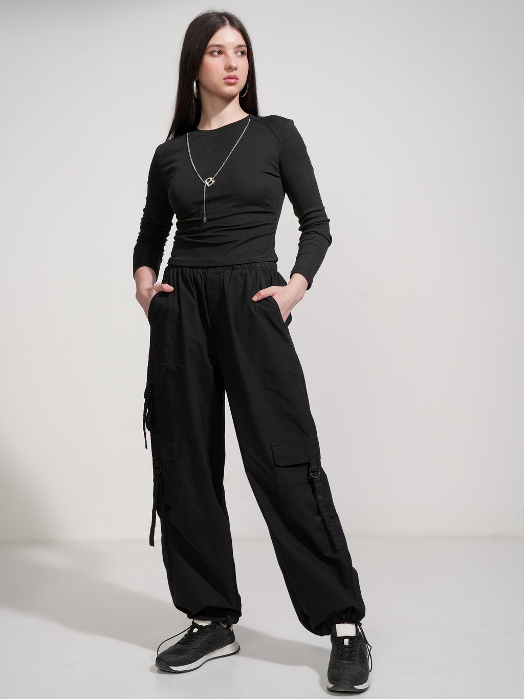 Tokyo Talkies Women Black Solid Round Neck T-Shirt - Black - Image 2