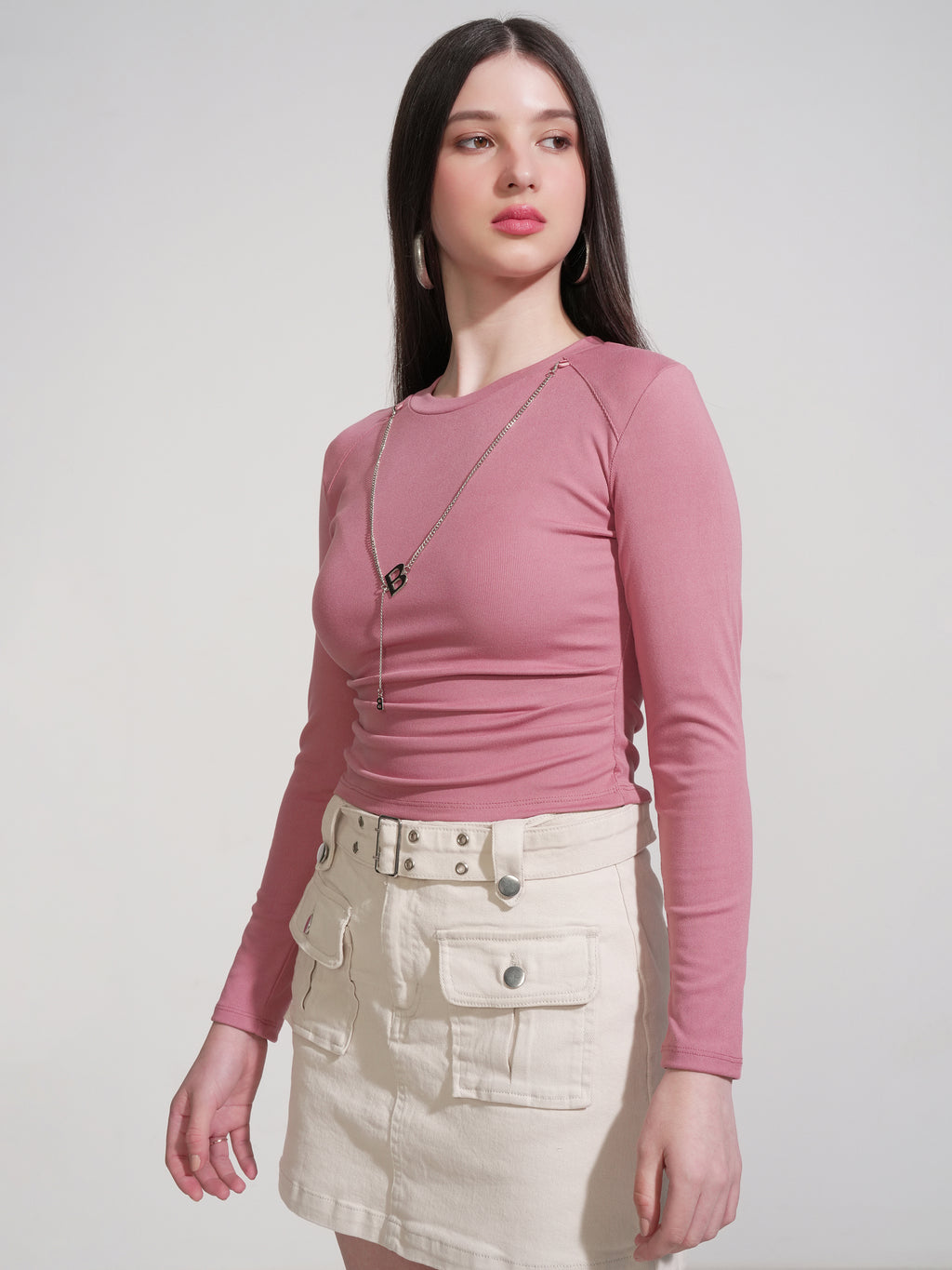 Tokyo Talkies Women Pink Solid Round Neck T-Shirt - Pink - Image 4