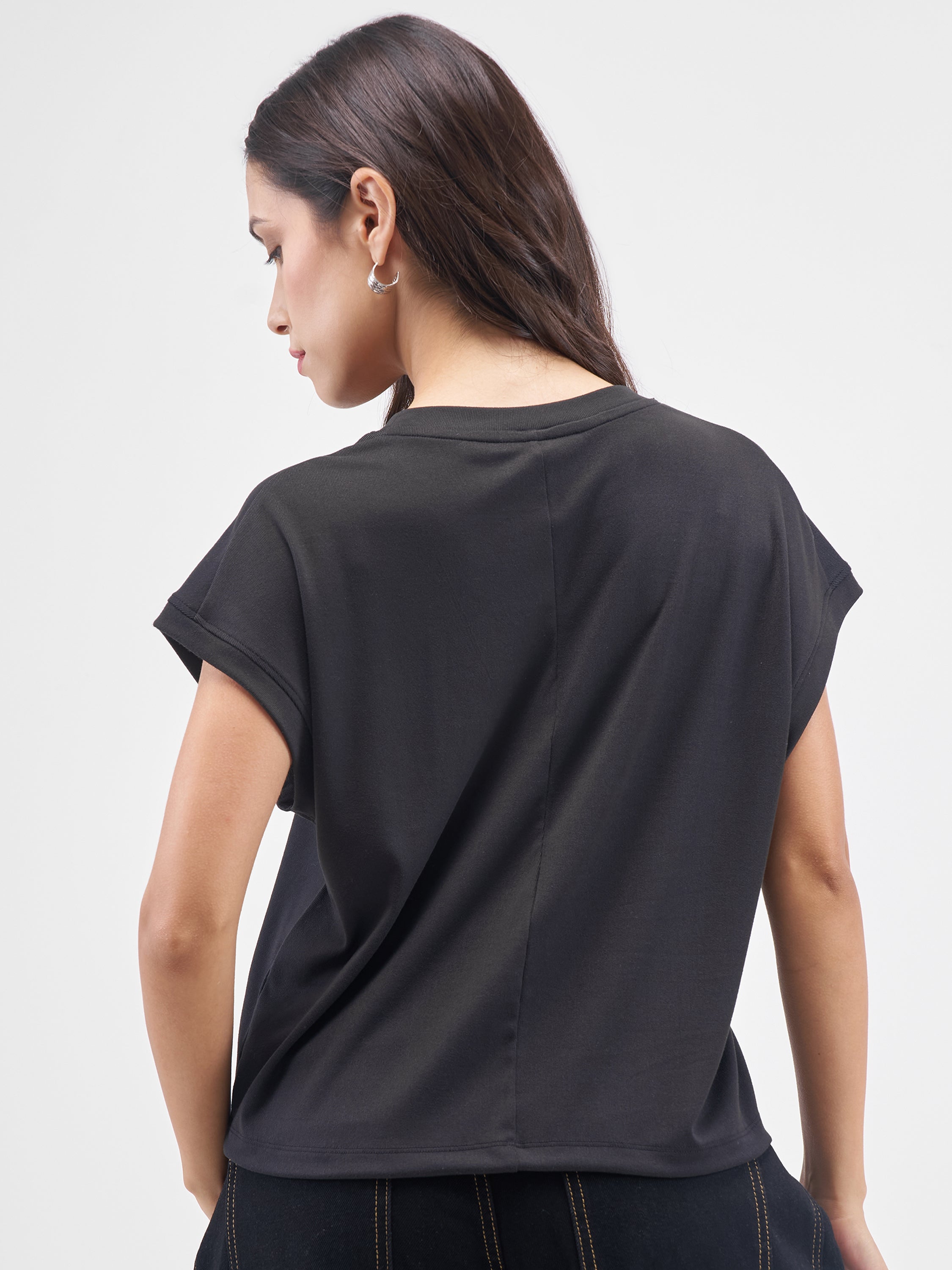 Street By Tokyo Talkies Women Black Printed Round Neck T-Shirt - Black - Image 3