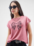 Street By Tokyo Talkies Women Pink Printed Round Neck T-Shirt - Pink - Image 1