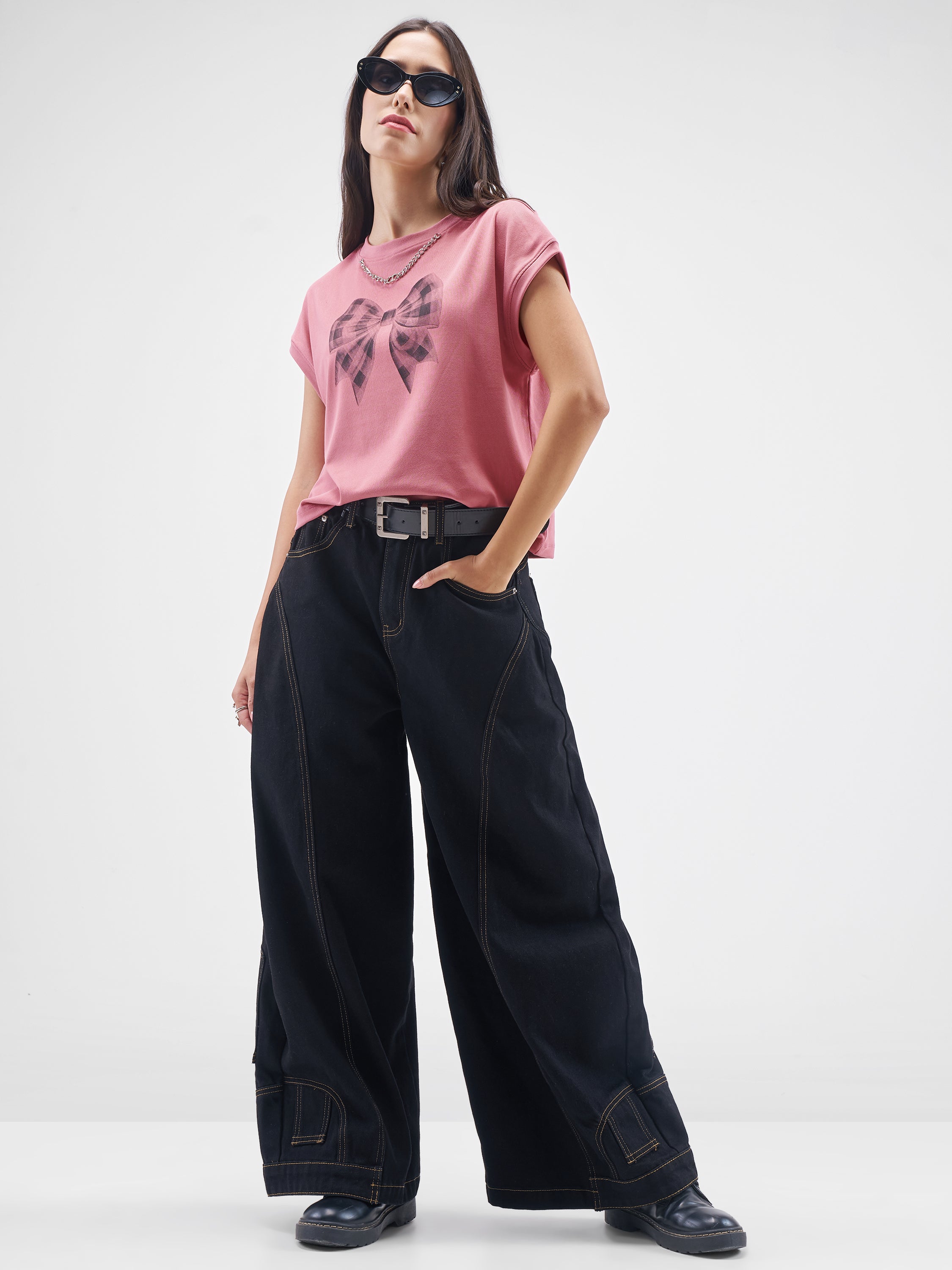 Street By Tokyo Talkies Women Pink Printed Round Neck T-Shirt - Pink - Image 2