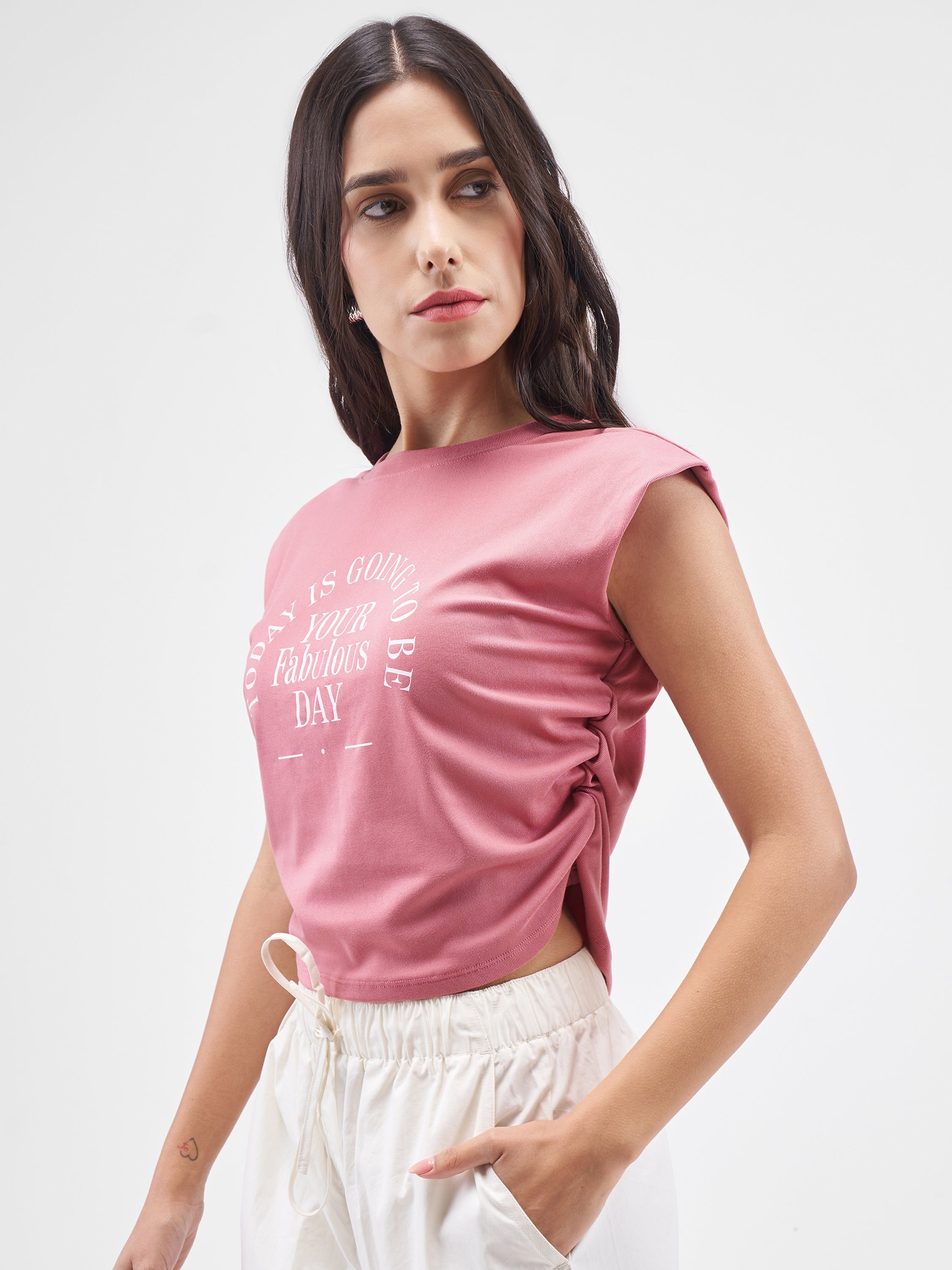 Street By Tokyo Talkies Women Pink Printed Round Neck T-Shirt - Pink - Image 4