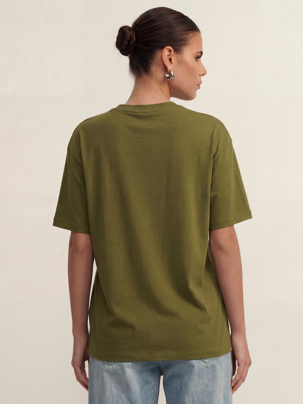 Tokyo Talkies Women Olive Embroidered Round Neck T-Shirt - Olive - Image 3
